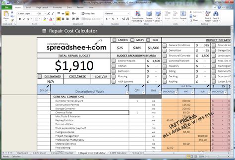 House Flipping Spreadsheet 1 - Download, Screenshots