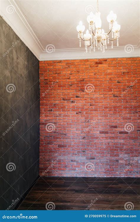 Room with Black and Brick Wall Interior Stock Image - Image of abstract ...