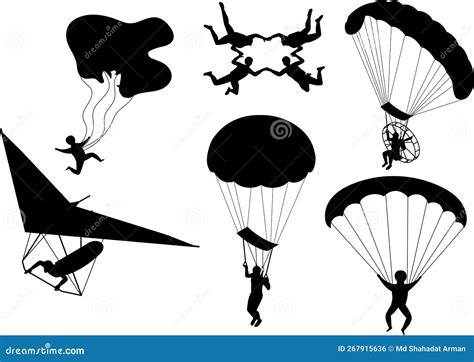 Paratrooper Silhouette, Paratrooper Silhouette Set, Stock Illustration - Illustration of black ...