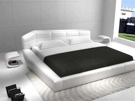 Vilenno - QUEEN SIZE MODERN STYLE ROUND LEATHER PLATFORM BED WHITE | eBay