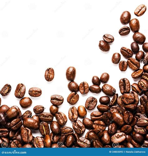 Roasted Coffee Beans Background or Texture with White Copy Spac Stock Image - Image of macro ...