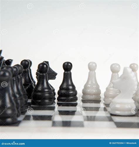 Chessboard with Black and White Pieces - Strategy Concept Stock Photo - Image of staunton, black ...