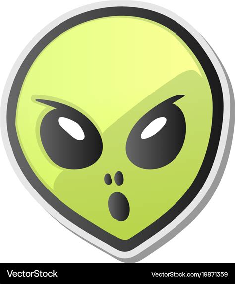 Green alien face emoji sticker Royalty Free Vector Image