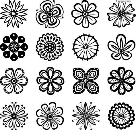 16 Exquisite Flower Patterns for Vector Material Lines