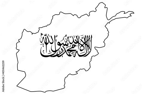 Map of Afghanistan with Taliban Flag on white background Stock Vector ...