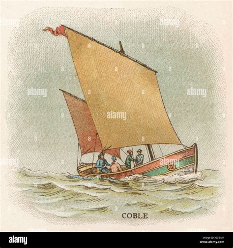 Coble, fishing-boat of north- east England : though shown here with sails, it is often rowed ...