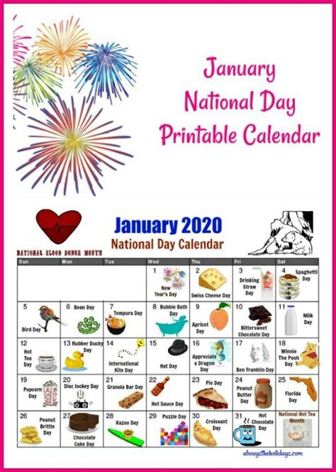 January National Day Calendar - Free Printable Calendars