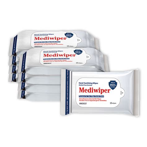 Mediwiper 100 Antibacterial Hand Wipes - Alcohol-Free Hand Sanitizer Wipes - 10 Count, 10 Pack ...