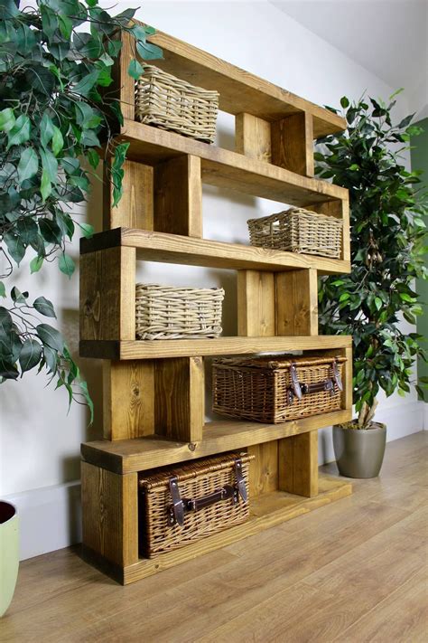 Rustic Wensley Shelving unit | Wood shelving units, Rustic bookcase, Rustic shelving unit