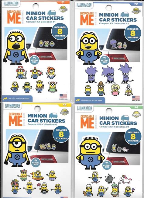 Despicable Me 32 Minion Peel Off Car Stickers Kit Collections #1-4 ...