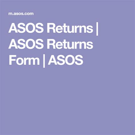 ASOS Returns | ASOS Returns Form | ASOS | Asos, Return, Form