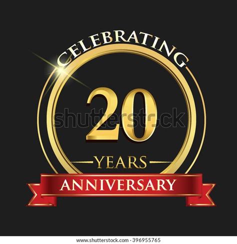 Celebrating 20 Years Anniversary Logo Golden Stock Vector (Royalty Free) 396955765