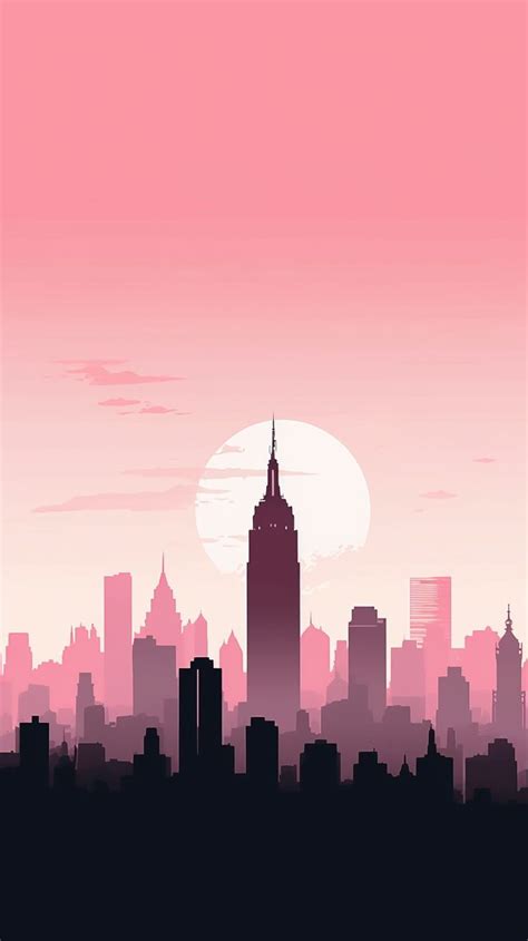 Pink minimalist aesthetic New York City wallpaper for iPhone and Android | Scenery wallpaper ...