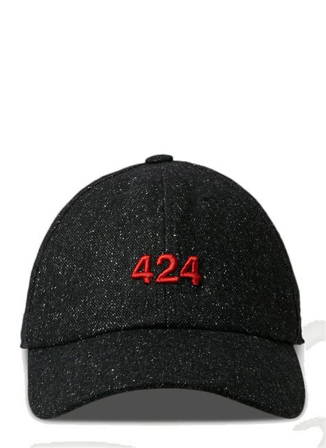 Embroidered Logo Baseball Cap in Black 424