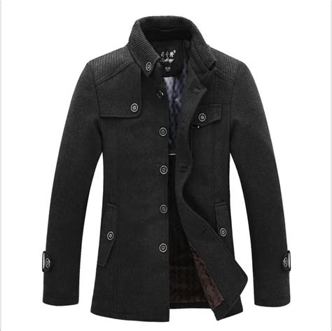 2014 Winter Apparel Brand Wool Jacket Men New Fashion Mens Fitted Pea ...