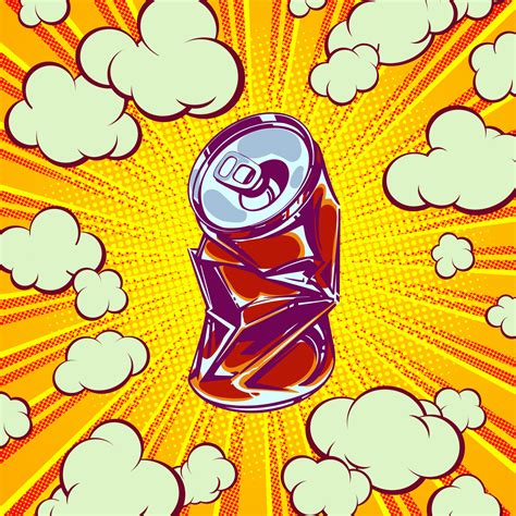 Concept with a crumpled pop art soda can for print and design. Vector illustration. 23264189 ...