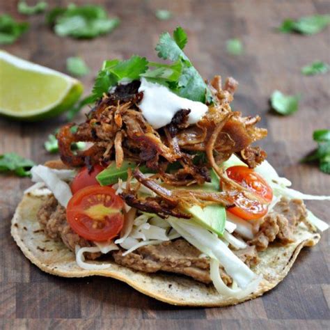 Easy Carnitas Tostadas - crispy shells are baked not fried! | Tostadas ...