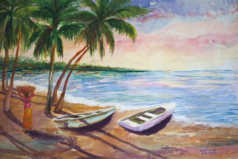 Tropical Island Painting by Yolanda DeCosta | Fine Art America