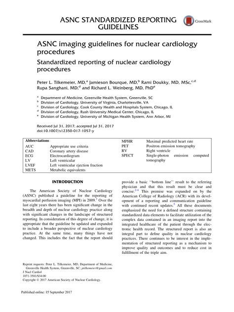 (PDF) ASNC imaging guidelines for nuclear cardiology procedures: Standardized reporting of ...