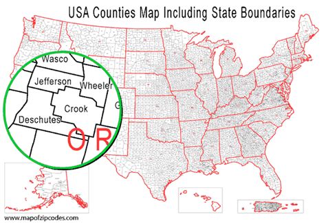 USA County Boundaries and States Map