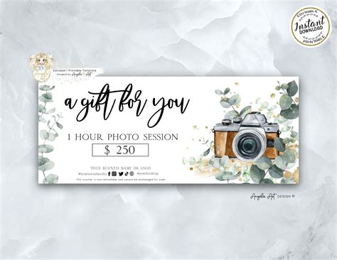 Editable Photography Gift Certificate Template Eucalyptus - Etsy