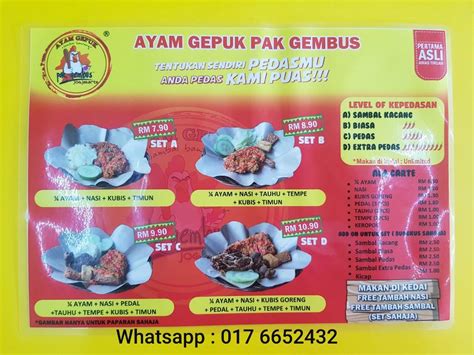 Ayam Gepuk Pak Gembus Near Me / Ayam Gepuk Pak Gembus Jalan Tar Menu In ...