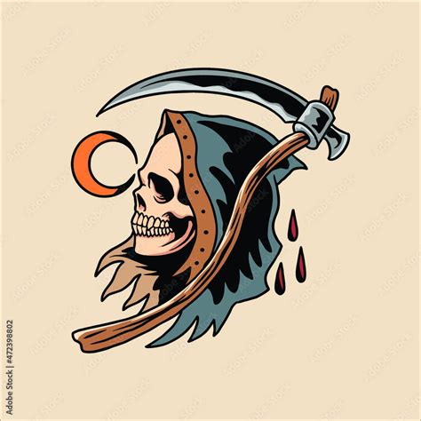 grim reaper tattoo vector design Stock Vector | Adobe Stock