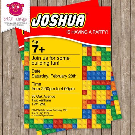 Lego Birthday Invitation Template