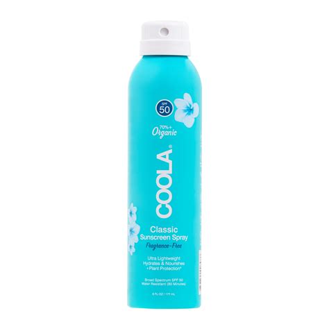 COOLA Organic Sunscreen & Sunblock Spray, Skin Care for Daily Protection, SPF 50, Fragrance Free ...