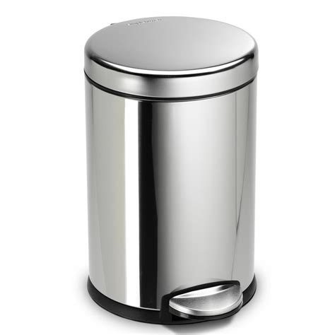 simplehuman 4.5-Liter Fingerprint-Proof Polished Stainless Steel Round Step-On Trash Can-CW1851 ...