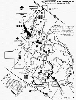 Umstead Park Map: Trails and Mileage | Inside-Out Sports | Park trails, Trail maps, Park