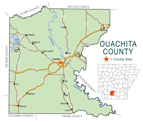 Ouachita County Map - Encyclopedia of Arkansas