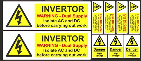 23 PV Solar Safety Electrical Warning Labels ac/dc danger high Voltage ...