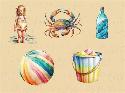 Beach Day PNG Summer Clipart Watercolor Vacation Clip Art - Etsy