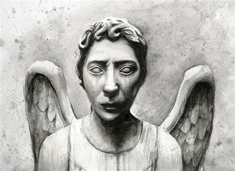 Weeping Angel Don't Blink Doctor Who Fan Art Painting by Olga Shvartsur