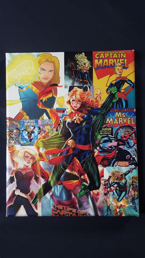 Captain Marvel Comic Book Art Collage 8x10 Canvas Marvel | Etsy