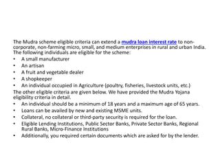 Mudra Loan Eligibility | PPT | Free Download