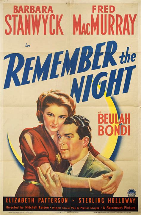 Remember the Night Original 1939 U.S. One Sheet Movie Poster ...