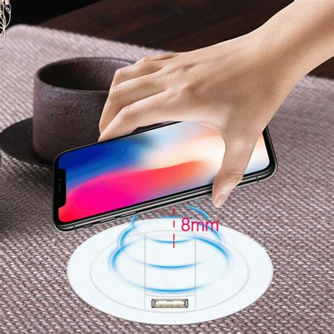 For IPhone X XS for Samsung S9 8 Embed Desktop Fast Wireless Charger ...