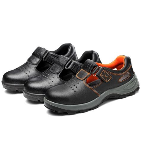 Breathable Light Leather Non Slip Puncture Proof Slip On Steel Toe Work Safety Shoes ...