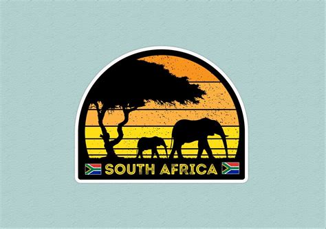 South Africa Elephant Sticker | Safari Savannah desert Sunset | South Africa Flag | Kruger ...