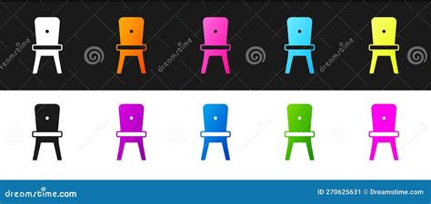 Set Chair Icon Isolated on Black and White Background. Vector Stock ...