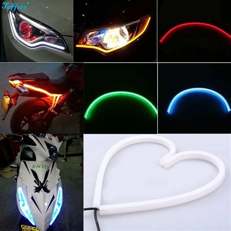 2pcs x 30cm LED Headlight Strip Tube Turn Signal Car DRL Head Lamp Switchback double colors ...