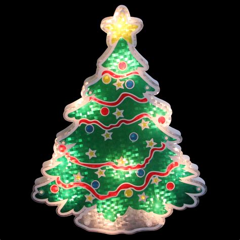 Northlight 12.5" Lighted Holographic Christmas Tree Window Silhouette ...