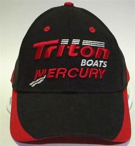 Triton Mercury Boats baseball Hat Cap Black Red Embroidery Stretch Fit ...