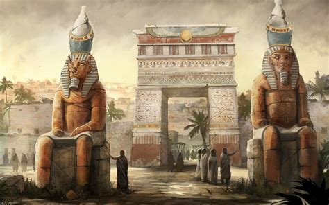 General 1920x1200 digital art fantasy art people Egyptian gods statue ...