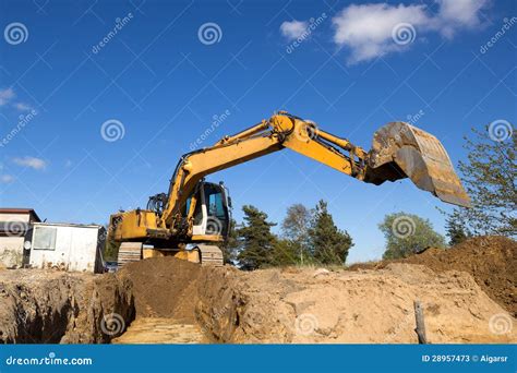 Excavator Digging Rotating Light Royalty-Free Stock Photography ...