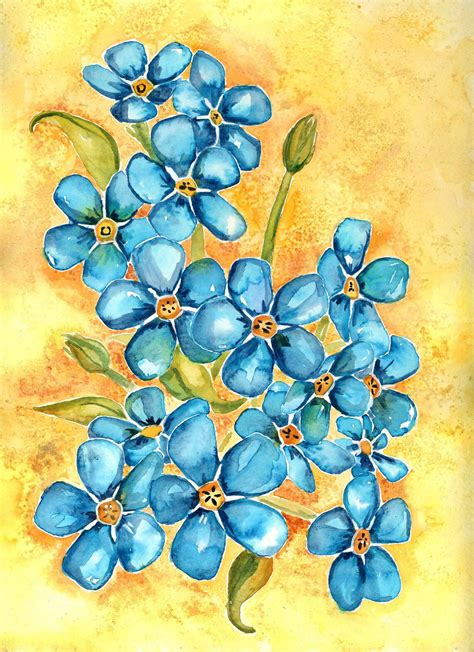 Forget Me Not Watercolor - Etsy