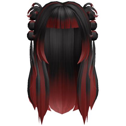 Y2K Popular Bubble Pigtails Girl Hair Black to Red | Roblox Item - Rolimon's