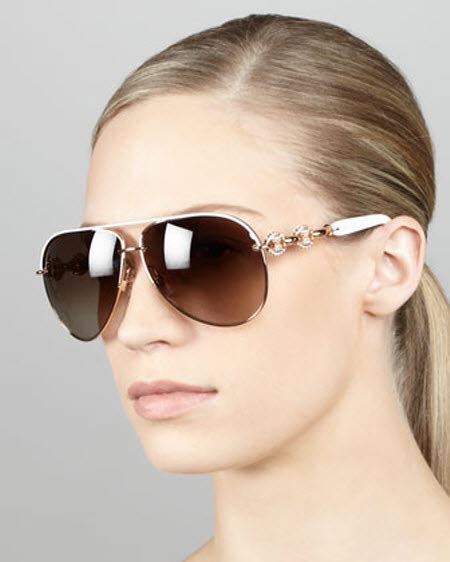 Gucci Crystal-Temple Aviator Sunglasses